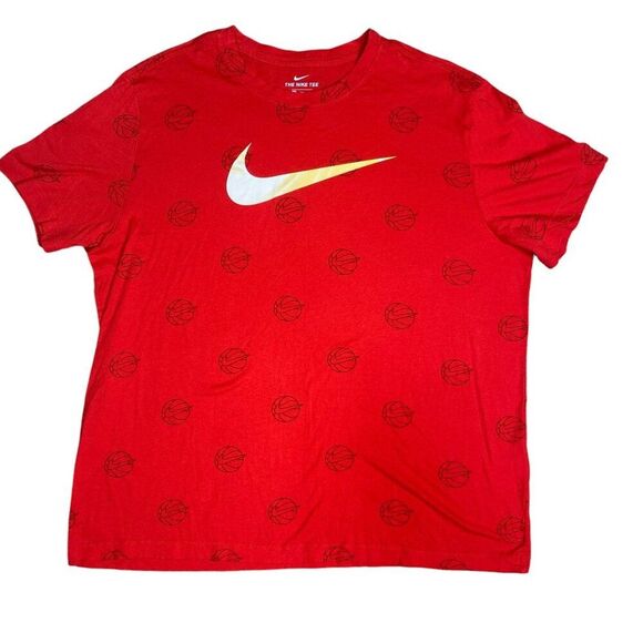 Nike Swoosh Basketball Logo T-Shirt Red Size XXL - Picture 1 of 4